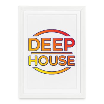 Deep House Neon Crest - Framed poster (27 × 37 cm) - white - Front
