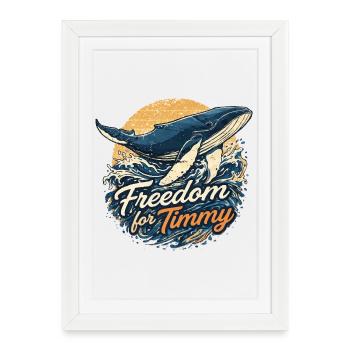 Freedom for Timmy - Whale vintage sundowner - Affiche encadrée (27 × 37 cm) - blanc - Devant