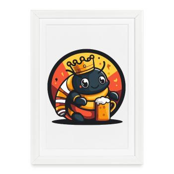 Worm Beer Funny - Framed poster (27 × 37 cm) - white - Front