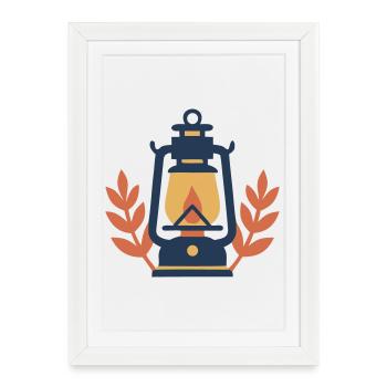 Forêt naturelle Camping Lantern - Affiche encadrée (27 × 37 cm) - blanc - Devant