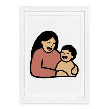 Maman Câlin de bébé Amour - Affiche encadrée (27 × 37 cm) - blanc - Devant