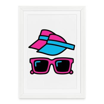 Ensemble de lunettes pare-soleil des années 80 - Affiche encadrée (27 × 37 cm) - blanc - Devant