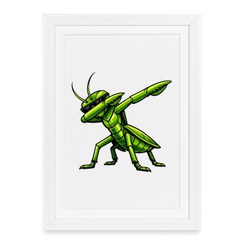 Dabbing Praying Mantis - Framed poster (27 × 37 cm) - white - Front