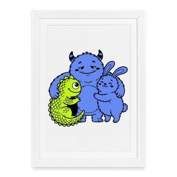cute monsters - Framed poster (27 × 37 cm) - white - Front