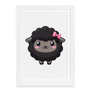 Mouton noir - Affiche encadrée (27 × 37 cm) - blanc - Devant