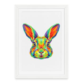 Colorful Geometric Rabbit Bunny Pop Art - Framed poster (27 × 37 cm) - white - Front