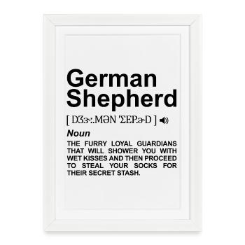 Signification de berger allemand - Affiche encadrée (27 × 37 cm) - blanc - Devant