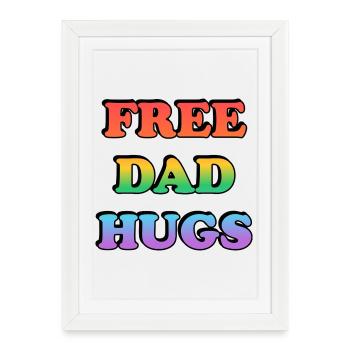 Papa gratuit câlins T-shirt arc-en-ciel Fierté LGBT - Affiche encadrée (27 × 37 cm) - blanc - Devant