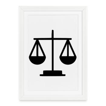 Avocat Droit Droit Avocat Balance Droit Judiciaire - Affiche encadrée (27 × 37 cm) - blanc - Devant