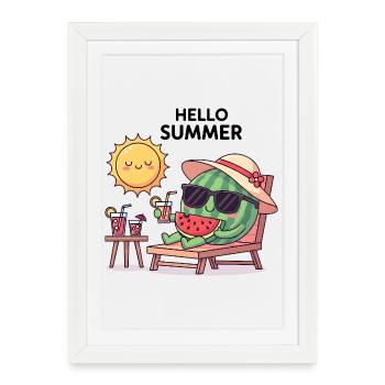 Hello Summer - Framed poster (27 × 37 cm) - white - Front