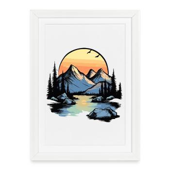 Mountains Nature - Framed poster (27 × 37 cm) - white - Front