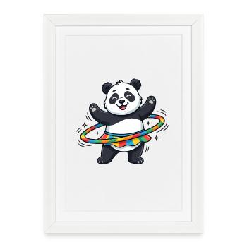 Cerceau de hula panda arc-en-ciel - Affiche encadrée (27 × 37 cm) - blanc - Devant