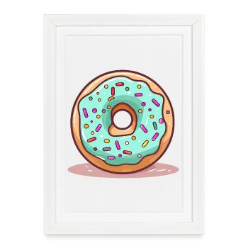 Éclatée bleu menthe donut - Affiche encadrée (27 × 37 cm) - blanc - Devant