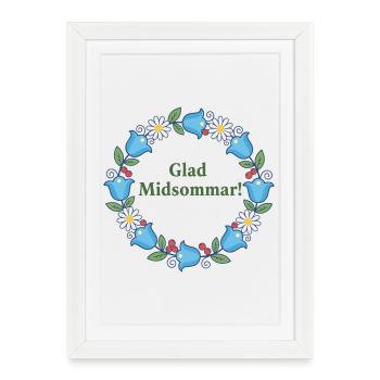 Happy Midsummer Flower Wreath - Framed poster (27 × 37 cm) - white - Front