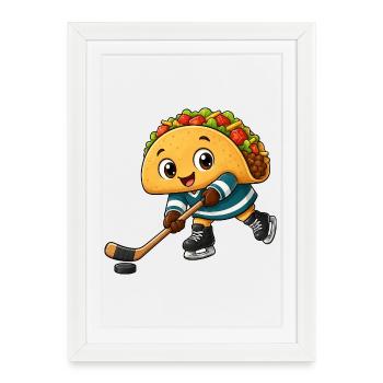 Taco Eishockeyspieler Comic fröhlich - Framed poster (27 × 37 cm) - white - Front