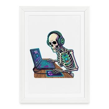 Gamer Skeleton Energy Drink PC - Affiche encadrée (27 × 37 cm) - blanc - Devant