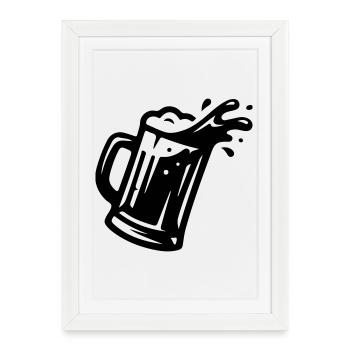 Bière Verre Symbole Bière de blé - Affiche encadrée (27 × 37 cm) - blanc - Devant