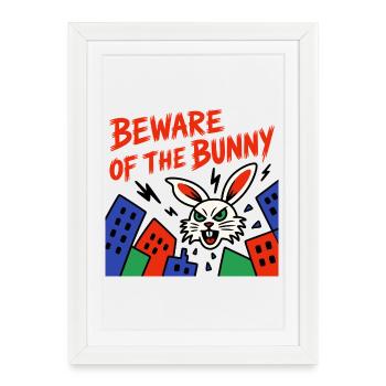Warning about the Bunny: City Neon - Framed poster (27 × 37 cm) - white - Front