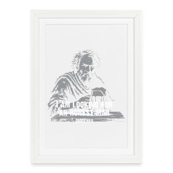 Quête de l’Homme Honnête de Diogène - Affiche encadrée (27 × 37 cm) - blanc - Devant