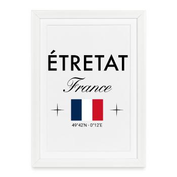Etretat France Coordinates Travel Souvenir - Framed poster (27 × 37 cm) - white - Front