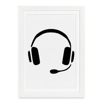 Cadeau casque audio - Affiche encadrée (27 × 37 cm) - blanc - Devant