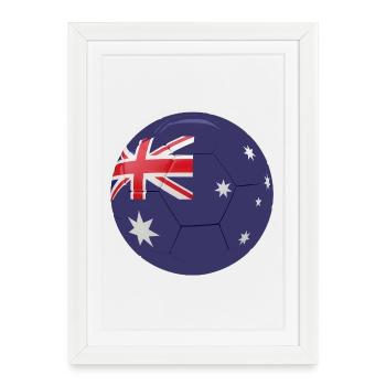 AUSTRALIA'S FLAG ON A FOOTBALL - Framed poster (27 × 37 cm) - white - Front