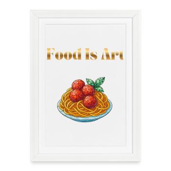Food Is Art ... Spaghetti with meatballs - Framed poster (27 × 37 cm) - white - Front