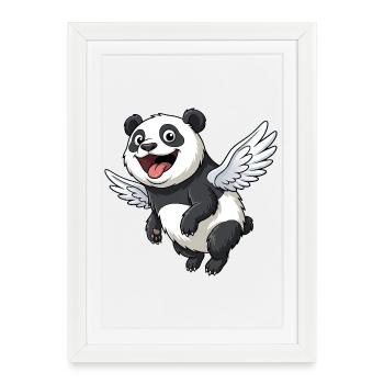 Dessin animé panda mignon avec des ailes - Affiche encadrée (27 × 37 cm) - blanc - Devant