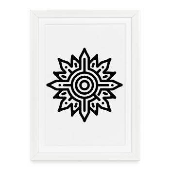 soleil aztèque  - Affiche encadrée (27 × 37 cm) - blanc - Devant