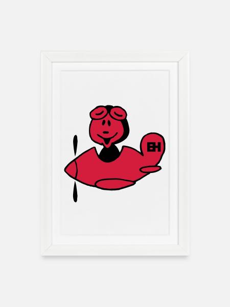 Red Airplane, Two-Color Design - Framed poster (27 × 37 cm) - white