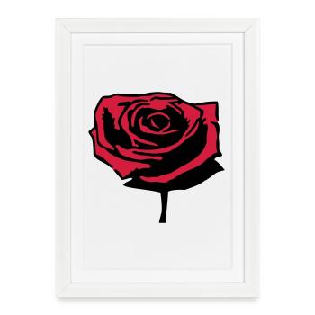 Rose rouge - Affiche encadrée (27 × 37 cm) - blanc - Devant