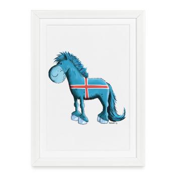 Cheval islandais - Affiche encadrée (27 × 37 cm) - blanc - Devant
