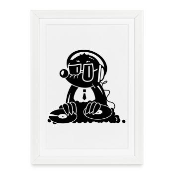 the Mole as a DJ - Framed poster (27 × 37 cm) - white - Front
