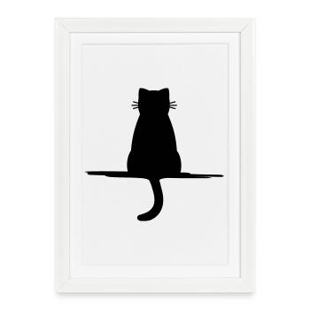 Cat animal pet silhouette gift - Framed poster (27 × 37 cm) - white - Front