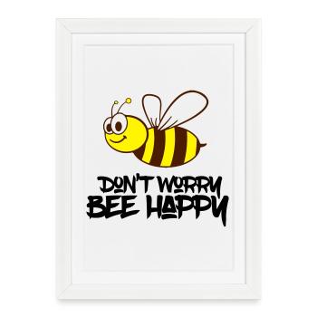 Bee happy - Affiche encadrée (27 × 37 cm) - blanc - Devant