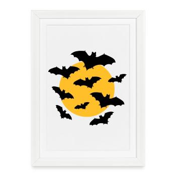 Bats & Moon - Framed poster (27 × 37 cm) - white - Front