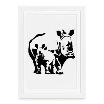 rhinocéros - Affiche encadrée (27 × 37 cm) - blanc - Devant