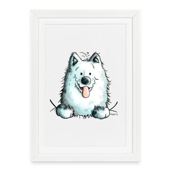 Cute Samoyed Dog - Samoyède - Affiche encadrée (27 × 37 cm) - blanc - Devant