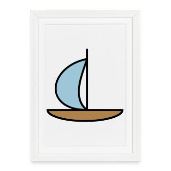 Sailboat - Framed poster (27 × 37 cm) - white - Front
