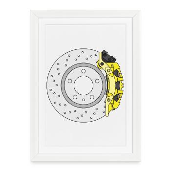 Disque de frein arrière jaune - Affiche encadrée (27 × 37 cm) - blanc - Devant