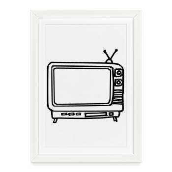 la télé - Affiche encadrée (27 × 37 cm) - blanc - Devant