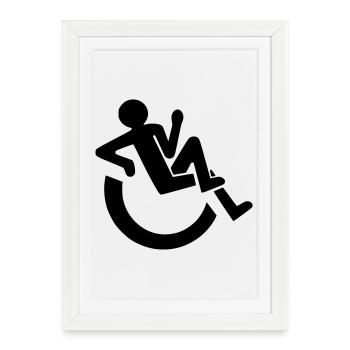 Utilisateur de fauteuil roulant détendu, roller, handicapé # - Affiche encadrée (27 × 37 cm) - blanc - Devant