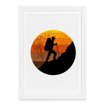 Hikers, hiker, mountains, Alps oudoor, sun, Alps - Framed poster (27 × 37 cm) - white - Front