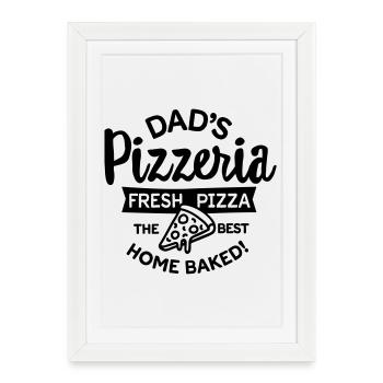 Papa pizzeria maison pizza papa fête des pères - Affiche encadrée (27 × 37 cm) - blanc - Devant