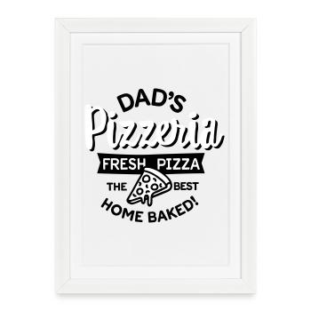 Dad’s Pizzeria Daddy pizza baker cuisine extérieure - Affiche encadrée (27 × 37 cm) - blanc - Devant