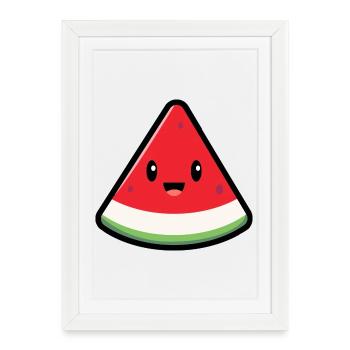 Mignonne pastèque - cadeau mignon été 2026 - Affiche encadrée (27 × 37 cm) - blanc - Devant