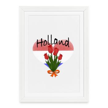 Cœur de tulipe de Hollande - Affiche encadrée (27 × 37 cm) - blanc - Devant