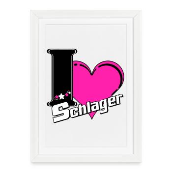 Schlager Party , Schlager Musique , Schlager Love - Affiche encadrée (27 × 37 cm) - blanc - Devant