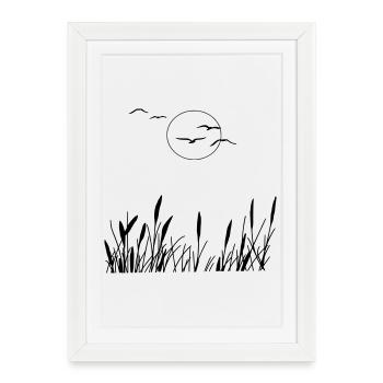 Love of nature - birds, sun, reeds - Framed poster (27 × 37 cm) - white - Front