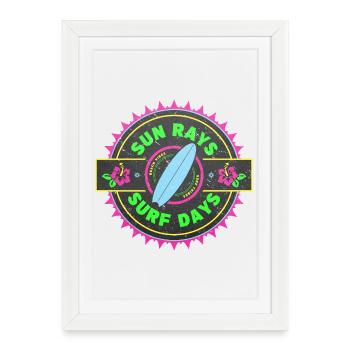Surfing Retro Surfer Graphic Design - Framed poster (27 × 37 cm) - white - Front